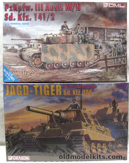 Dragon-DML 1/35 9015 PzKpfw. III Ausf M/N Sd.Kfz. 141/2 (Panzer III) / 6051 Jadg-Tiger Sd.Kfz. 186 Porsche Production Type plastic model kit